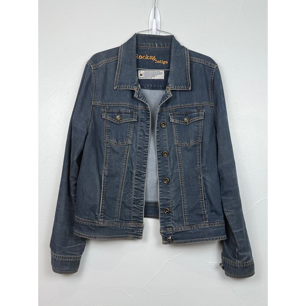 Rocks & Indigo Stretch Jean Jacket Medium Blue Denim Western Style